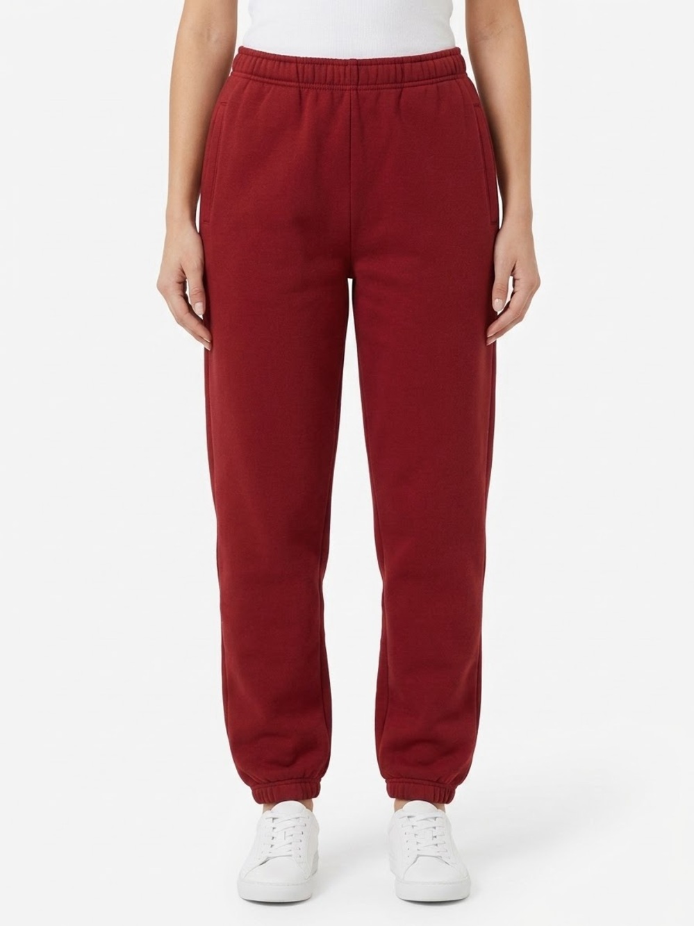 SKIMS Fleece Jogger Sweatpants Women Large Red Cotton Blend Lounge Pants